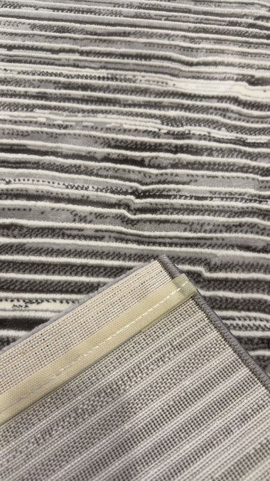 Tapete Turco Listrado Rivas Cinza Com Off White Des 461