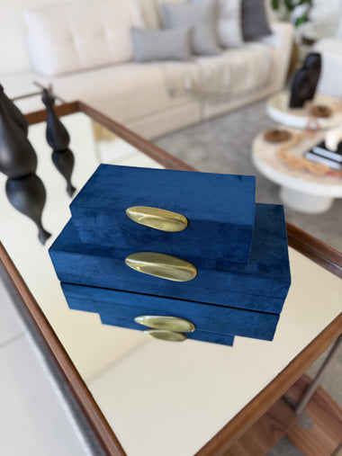 Caixa Decorativa Veludo Azul Safira