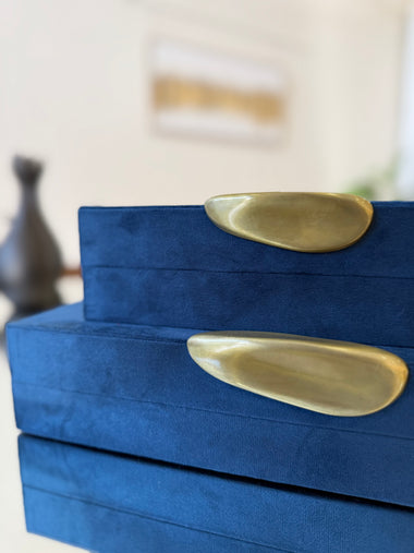 Caixa Decorativa Veludo Azul Safira