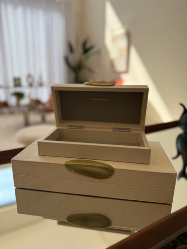Caixa Decorativa Veludo Marfim