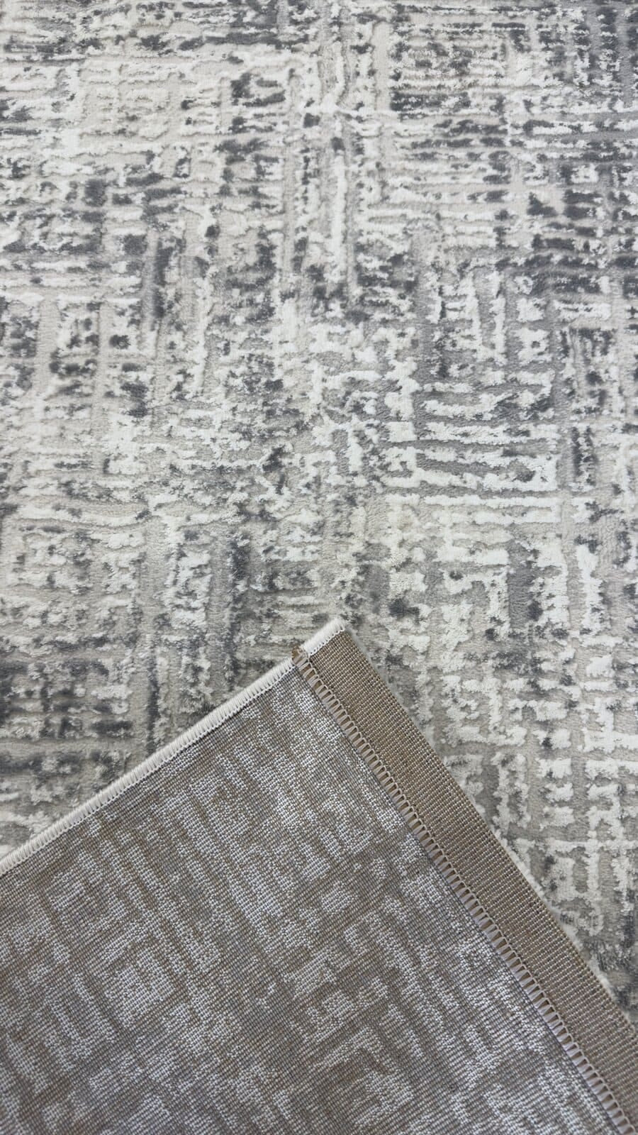 Tapete Turco Estonado Allure Cinza Com Off White Des 03