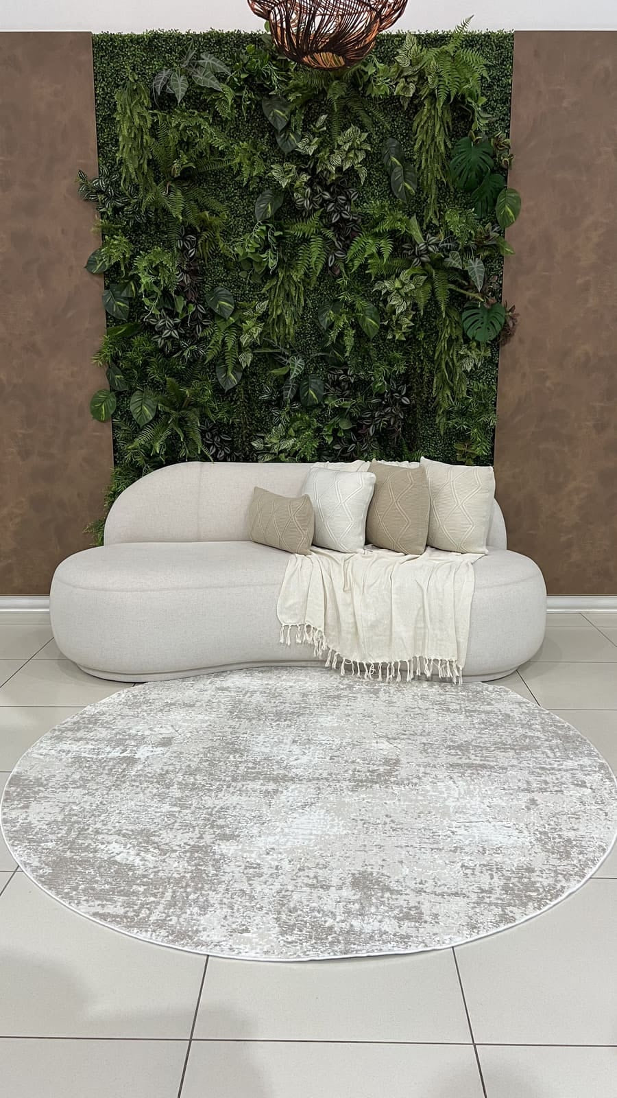 Tapete Turco Redondo Estonado Allure Marrom Com Off White Des 09 2,00m