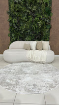 Tapete Turco Redondo Estonado Allure Marrom Com Off White Des 09 2,00m
