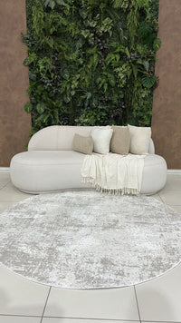 Tapete Turco Redondo Estonado Allure Marrom Com Off White Des 09 2,00m