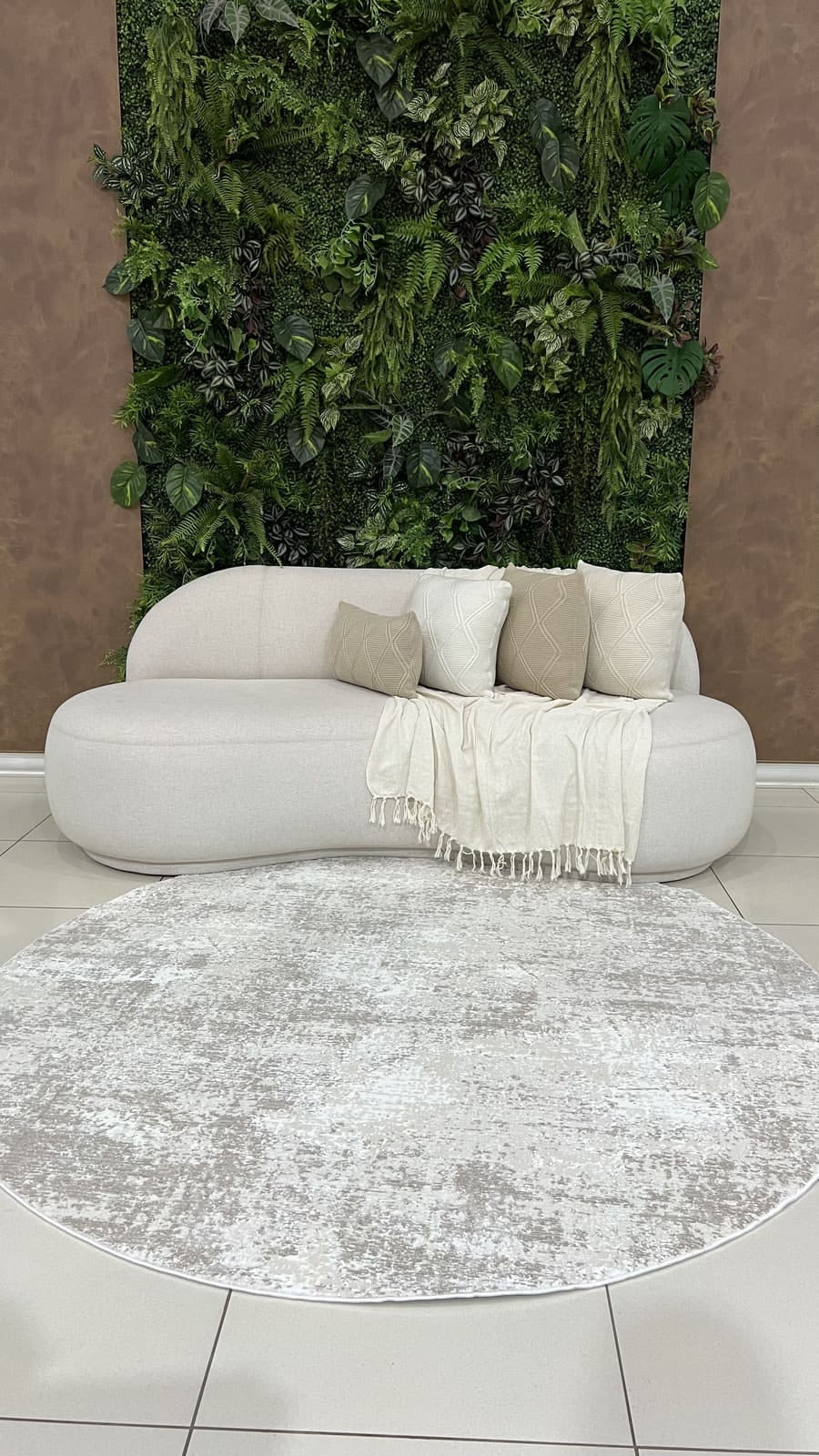 Tapete Turco Redondo Estonado Allure Marrom Com Off White Des 09 2,00m