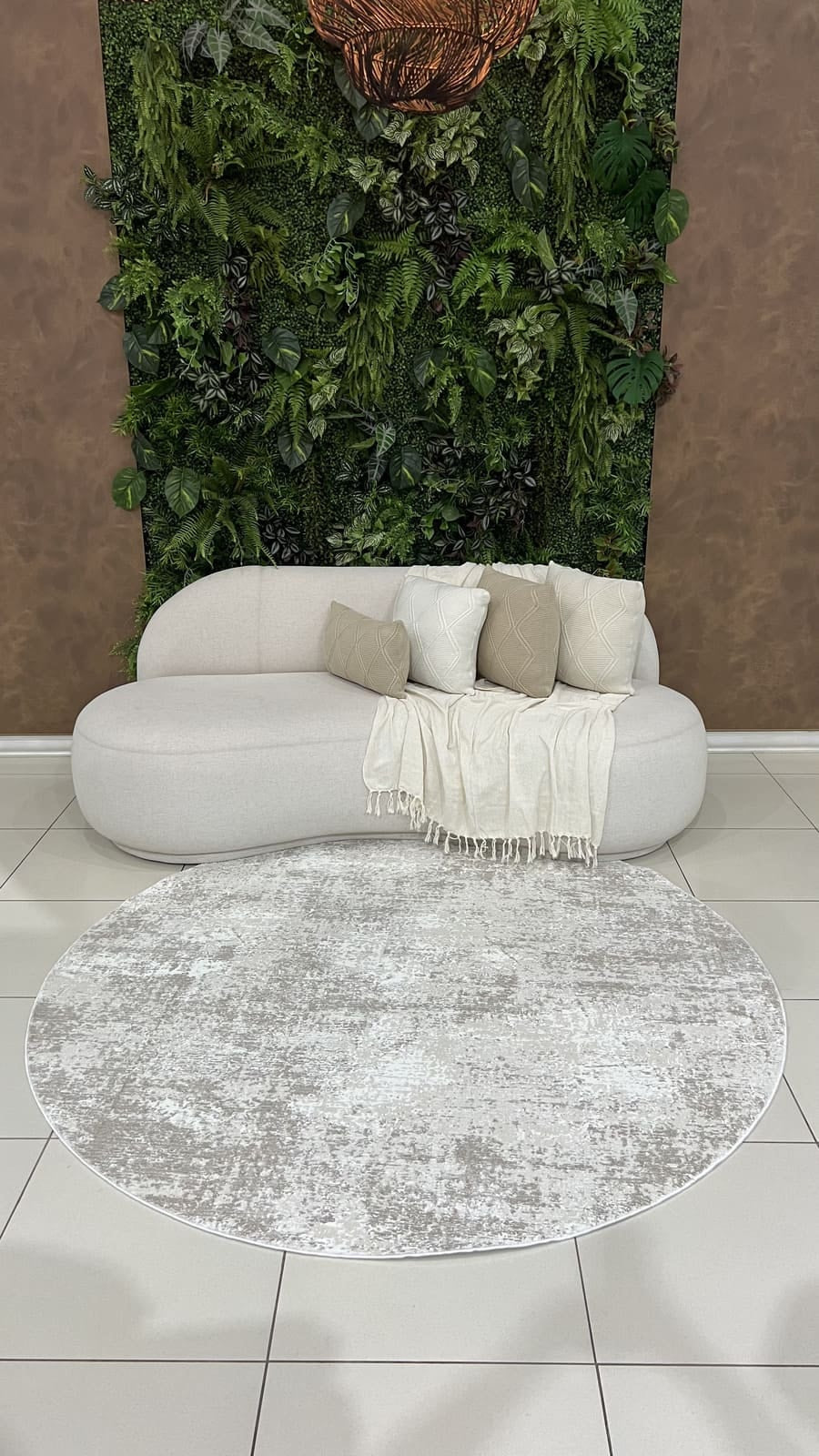 Tapete Turco Redondo Estonado Allure Marrom Com Off White Des 09 2,00m