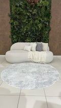 Tapete Turco Redondo Estonado Allure Cinza Com Off White Des 14 2,00m