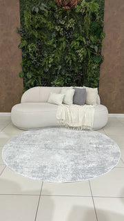 Tapete Turco Redondo Estonado Allure Cinza Com Off White Des 14 2,00m