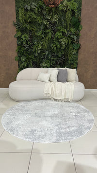 Tapete Turco Redondo Estonado Allure Cinza Com Off White Des 14 2,00m