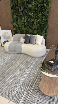 Tapete Turco Listrado Rivas Cinza Com Off White Des 461