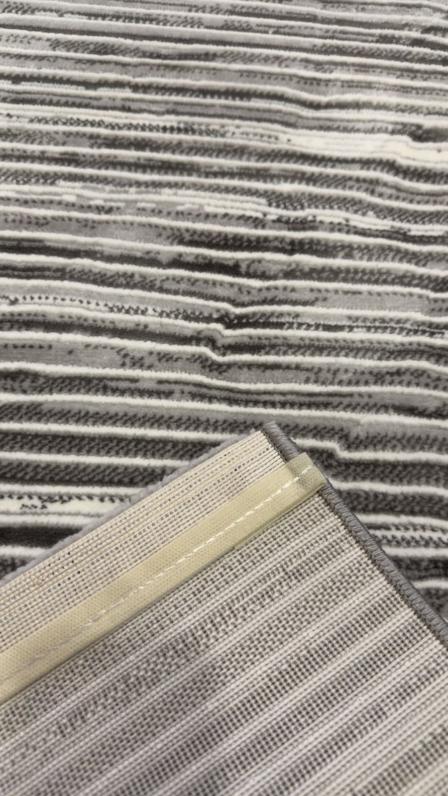 Tapete Turco Listrado Rivas Cinza Com Off White Des 461