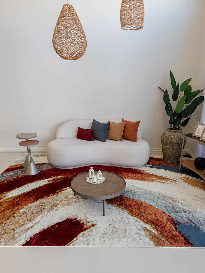 Tapete Brisa Egípcio Terracota com Vermelho Marfim e Azul Des 08