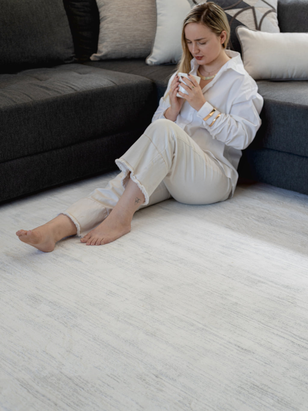 Tapete Egípcio Capadócia Cinza com Off White Des 03