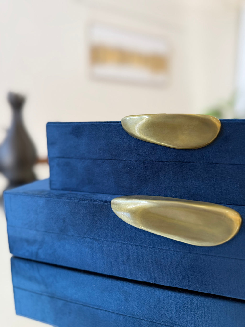 Caixa Decorativa Veludo Azul Safira