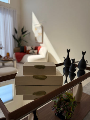 Caixa Decorativa Veludo Marfim