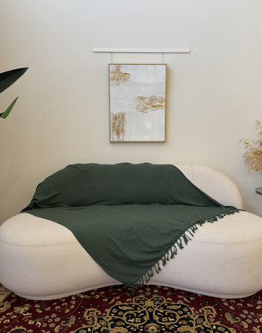 Manta Para Sofá Algodão Verde