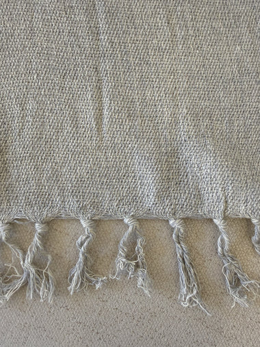 Manta Para Sofá Algodão Cinza Com Off White