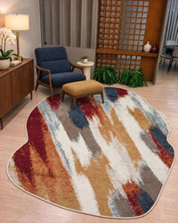 Tapete Brisa Orgânico Egípcio Terracota com Vermelho Marfim e Azul Des 09