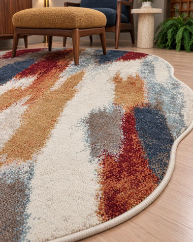 Tapete Brisa Orgânico Egípcio Terracota com Vermelho Marfim e Azul Des 09