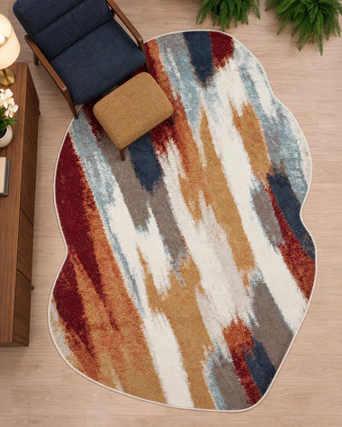 Tapete Brisa Orgânico Egípcio Terracota com Vermelho Marfim e Azul Des 09